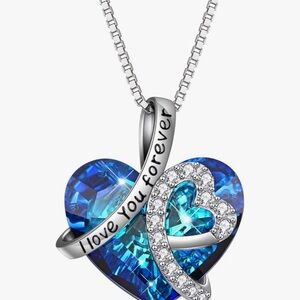 Blue Heart Pendant Necklace” AOBOCO “